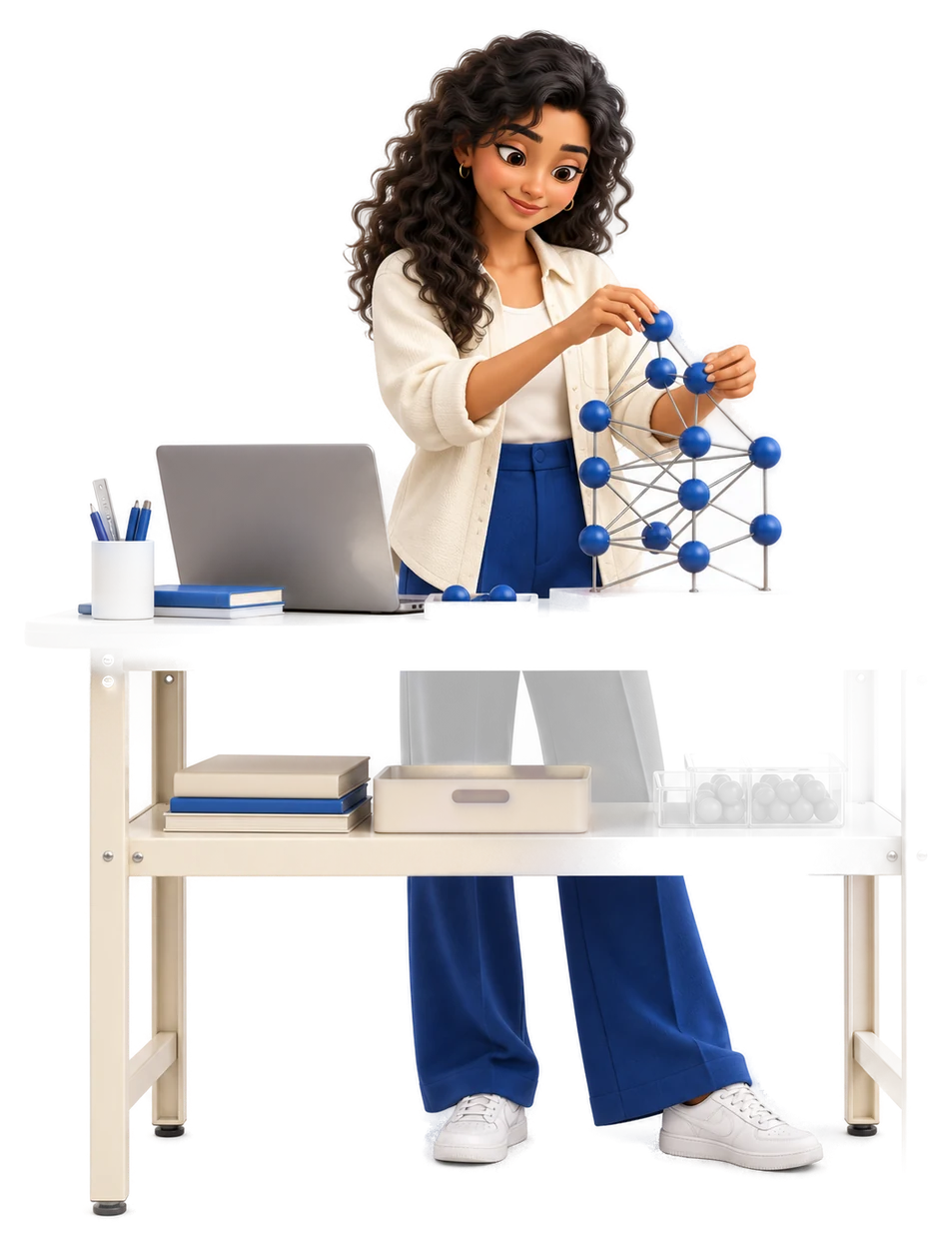 An engineer assembling a neural network sculpture